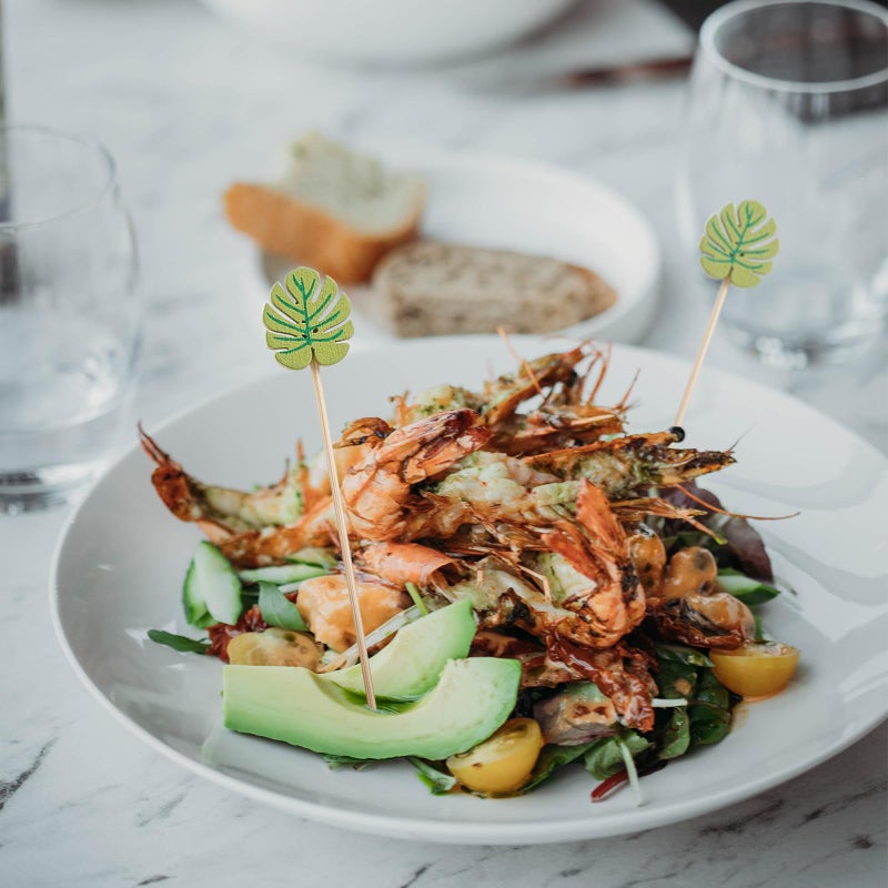 PuTwo Picks 100 Counts 4.7"" Bamboo Wooden Decorative Sticks for Appetizers Fancy Cocktail Party-Green Leaf Toothpicks, Palm Leaves - Image 4